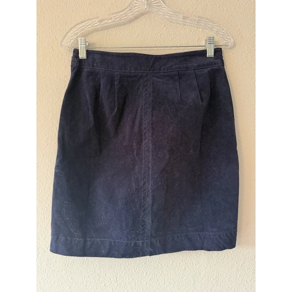NWOT Talbots Women's Corduroy Pencil Skirt Navy Blue Sz 2P Petite Stretch Pocket